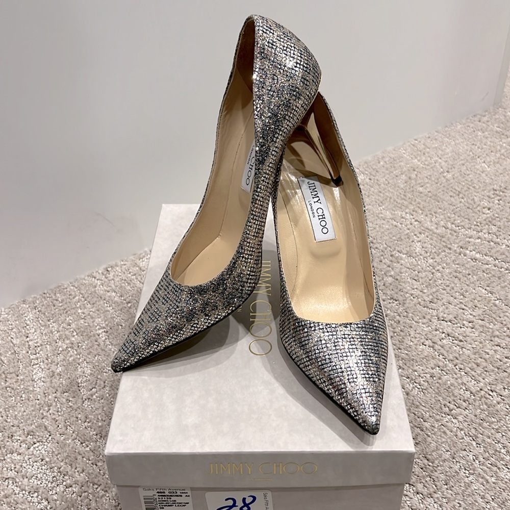 Jimmy Choo Agnes Pump Glitter Fabric- Champagne size 39